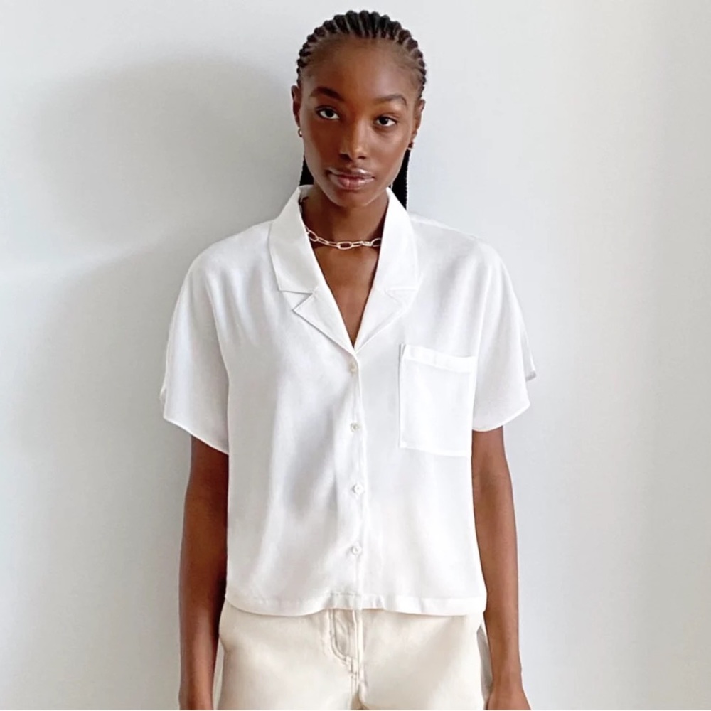 wilfred free shawna button up short sleeve blouse
